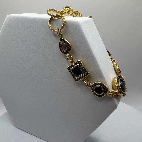 Bronzallure Italy Bracelet Gold-Tone Bronze Multi-Stone Designer Jewelry Signed - Picture 2 of 8